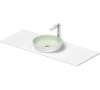 Duravit Sivida juego de lavabo, redondo, 400x400mm, incl. consola 1280x500mm, 268015FG00, Color: Lavabo Interior: Verde pálido mate, exterior: Blanco seda mate; Consola: Blanco