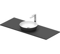 Duravit Sivida Set de lavabos redondo incl. consola 1280x500x123mm, 268015FI00, Color: Lavabo Interior: Blanco seda mate, exterior: Gris oscuro mate; Consola: Gris oscuro