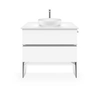 Duravit Sivida Set de lavabos redondo incl. consola 880x500x123mm, 2680133200, Color: Lavabo Interior: Blanco seda mate, exterior: Blanco seda mate; Consola: Blanco