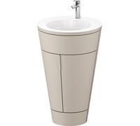Duravit Starck 1 c-conjunto de pie, redondo, 560x864x605mm, lavabo blanco alto brillo, tirador cromo, S19513O10600000, Color: Seda topo laca mate