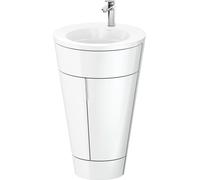 Duravit Starck 1 c-conjunto de pie, redondo, 560x864x605mm, lavabo blanco alto brillo, tirador cromo, S19513O10850000, Color: Laca blanca de alto brillo