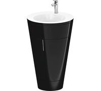 Duravit Starck 1 c-conjunto de pie, redondo, 560x864x605mm, lavabo blanco alto brillo, tirador cromo, S19513O10400000, Color: Laca negra de alto brillo