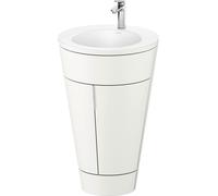 Duravit Starck 1 c-conjunto de pie, redondo, 560x864x605mm, lavabos blanco seda satinado, tirador cromo, S19512O10360000, Color: Blanco seda lacado mate