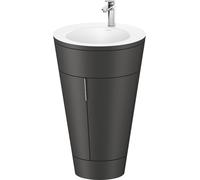 Duravit Starck 1 c-conjunto de pie, redondo, 560x864x605mm, lavabos blanco seda satinado, tirador cromo, S19512O10580000, Color: Laca grafito satinada mate