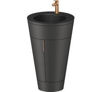 Duravit Starck 1 conjunto en c de pie, redondo, 560x864x605mm, lavabo negro mate, tirador bronce, S19514O04580000, Color: Laca grafito satinada mate