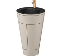 Duravit Starck 1 conjunto en c de pie, redondo, 560x864x605mm, lavabo negro mate, tirador bronce, S19514O04600000, Color: Seda topo laca mate