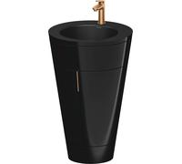 Duravit Starck 1 conjunto en c de pie, redondo, 560x864x605mm, lavabo negro mate, tirador bronce, S19514O04400000, Color: Laca negra de alto brillo