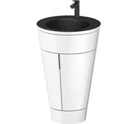 Duravit Starck 1 conjunto en c de pie, redondo, 560x864x605mm, lavabo negro mate, tirador negro diamante, S19514OBD850000, Color: Laca blanca de alto brillo