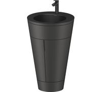 Duravit Starck 1 conjunto en c de pie, redondo, 560x864x605mm, lavabo negro mate, tirador negro diamante, S19514OBD580000, Color: Laca grafito satinada mate