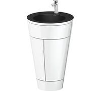 Duravit Starck 1 conjunto en c, de pie, redondo, 560x864x605mm, lavabos negro mate, tirador cromo, S19514O10850000, Color: Laca blanca de alto brillo