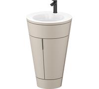 Duravit Starck 1 conjunto encolado al suelo, redondo, 560x864x605mm, lavabos blanco alto brillo, tirador negro diamante, S19513OBD600000, Color: Seda topo laca mate