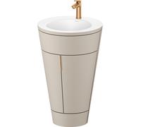 Duravit Starck 1 conjunto encolado de pie, redondo, 560x864x605mm, lavabo blanco satinado, tirador de bronce, S19512O04600000, Color: Seda topo laca mate