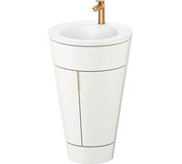 Duravit Starck 1 conjunto encolado de pie, redondo, 560x864x605mm, lavabo blanco satinado, tirador de bronce, S19512O04360000, Color: Blanco seda lacado mate