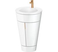 Duravit Starck 1 conjunto encolado de pie, redondo, 560x864x605mm, lavabo blanco satinado, tirador de bronce, S19512O04850000, Color: Laca blanca de alto brillo