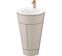 Duravit Starck 1 conjunto encolado de pie, redondo, 560x864x605mm, lavabos blanco alto brillo, tirador de bronce, S19513O04600000, Color: Seda topo laca mate