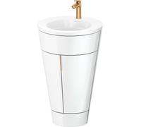 Duravit Starck 1 conjunto encolado de pie, redondo, 560x864x605mm, lavabos blanco alto brillo, tirador de bronce, S19513O04850000, Color: Laca blanca de alto brillo