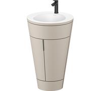 Duravit Starck 1 conjunto encolado de suelo, redondo, 560x864x605mm, lavabo blanco satinado, tirador negro diamante, S19512OBD600000, Color: Seda topo laca mate