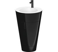 Duravit Starck 1 conjunto encolado de suelo, redondo, 560x864x605mm, lavabo blanco satinado, tirador negro diamante, S19512OBD400000, Color: Laca negra de alto brillo