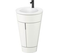 Duravit Starck 1 conjunto encolado de suelo, redondo, 560x864x605mm, lavabo blanco satinado, tirador negro diamante, S19512OBD360000, Color: Blanco seda lacado mate