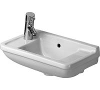 Lavabo Duravit Starck 3, 500x260mm, con rebosadero, 2 agujeros para grifo preperforados a izquierda y derecha, 0751500000, Color: Blanco
