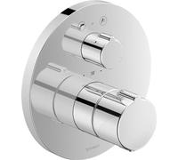 Termostato de baño empotrado Duravit C.1, roseta redonda, con válvula de cierre y desvío, combinación de fusibles, C152000180, C15200018010