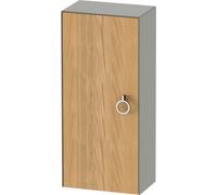 Duravit Tulip blanco armario de media altura, ancho 400 x fondo 240mm, 1 tope de puerta a la izquierda con tirador, WT1323LH592, Color: Cuerpo: gris piedra seda mate, frontal: roble natural macizo