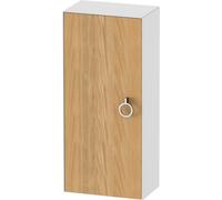 Duravit Tulip blanco armario de media altura, anchura 400 x fondo 240mm, 1 tope de puerta a la izquierda con tirador, WT1323LH585, Color: Cuerpo: blanco alto brillo, frontal: roble natural macizo