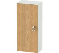 Duravit Tulip blanco armario de media altura, anchura 400 x fondo 240mm, 1 tope de puerta a la izquierda con tirador, WT1323LH536, Color: Cuerpo: blanco satinado, frente: roble natural macizo