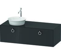 Duravit Tulip blanco, mueble de baño colgado en la pared, ancho 1300 x profundidad 550mm, con 1x extraíble, con tirador, WT4982LH1H1, Color: Grafito alto brillo