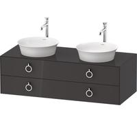 Duravit Tulip blanco, mueble de baño colgado en la pared, ancho 1300 x profundidad 550mm, con 2 cajones, con tirador, WT4993BH1H1, Color: Grafito alto brillo