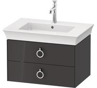 Duravit Tulip blanco, mueble de baño colgado en la pared, ancho 684 x fondo 458mm, con 2 cajones, con tirador, WT43510H1H1, Color: Grafito alto brillo