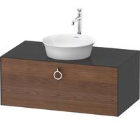 Duravit Tulip blanco, mueble de baño colgado en la pared, anchura 1000 x profundidad 550mm, con 1x extraíble, con tirador, WT4981077H1, Color: Cuerpo: grafito alto brillo, frente: nogal americano maci