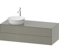 Duravit Tulip blanco, mueble de baño colgado en la pared, anchura 1300 x fondo 550mm, con 2 cajones, con tecnología tip-on, WT4987L9292, Color: Gris piedra Seda Barniz mate