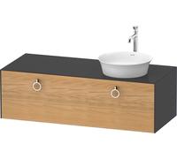 Duravit Tulip blanco, mueble de baño colgado en la pared, anchura 1300 x profundidad 550mm, con 1x extraíble, con tirador, WT4982RH5H1, Color: Cuerpo: grafito alto brillo, frente: roble natural macizo