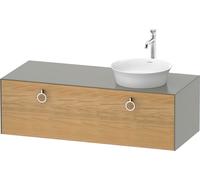 Duravit Tulip blanco, mueble de baño colgado en la pared, anchura 1300 x profundidad 550mm, con 1x extraíble, con tirador, WT4982RH592, Color: Cuerpo: gris piedra seda mate, frontal: roble natural mac