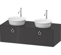 Duravit Tulip blanco, mueble de baño colgado en la pared, anchura 1300 x profundidad 550mm, con 1x extraíble, con tirador, WT4983BH1H1, Color: Grafito alto brillo