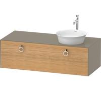 Duravit Tulip blanco, mueble de baño colgado en la pared, anchura 1300 x profundidad 550mm, con 1x extraíble, con tirador, WT4982RH5H2, Color: Cuerpo: gris piedra alto brillo, frontal: roble natural m