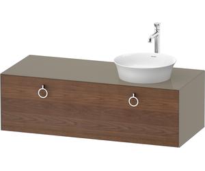 Duravit Tulip blanco, mueble de baño colgado en la pared, anchura 1300 x profundidad 550mm, con 1x extraíble, con tirador, WT4982R77H2, Color: Cuerpo: Gris piedra alto brillo, frente: Nogal americano