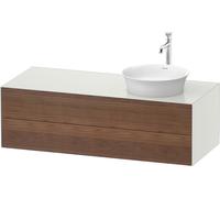 Duravit Tulip blanco, mueble de baño colgado en la pared, anchura 1300 x profundidad 550mm, con 2 cajones, con tecnología tip-on, WT4987R7736, Color: Cuerpo: Seda blanca mate, Frente: Nogal americano