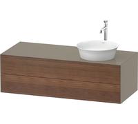 Duravit Tulip blanco, mueble de baño colgado en la pared, anchura 1300 x profundidad 550mm, con 2 cajones, con tecnología tip-on, WT4987R77H2, Color: Cuerpo: Gris piedra alto brillo, frente: Nogal ame
