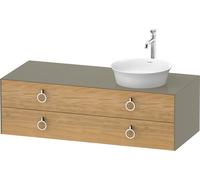 Duravit Tulip blanco, mueble de baño colgado en la pared, anchura 1300 x profundidad 550mm, con 2 cajones, con tirador, WT4992RH5H2, Color: Cuerpo: gris piedra alto brillo, frontal: roble natural maci