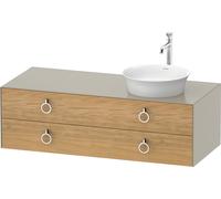 Duravit Tulip blanco, mueble de baño colgado en la pared, anchura 1300 x profundidad 550mm, con 2 cajones, con tirador, WT4992RH560, Color: Cuerpo: seda mate, frente: roble natural macizo