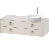 Duravit Tulip blanco, mueble de baño colgado en la pared, anchura 1300 x profundidad 550mm, con 2 cajones, con tirador, WT4992R3939, Color: Nórdico Seda blanca laca mate