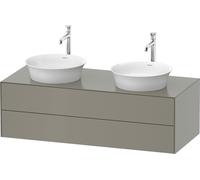 Duravit Tulip blanco, mueble de baño colgado en la pared, anchura 1300 x profundidad 550mm, con 2 cajones, con tecnología tip-on, WT4988B9292, Color: Gris piedra Seda Barniz mate