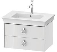 Duravit Tulip blanco, mueble de baño colgado en la pared, anchura 684 x fondo 458mm, con 2 cajones, con tirador, WT435108585, Color: Laca blanca de alto brillo