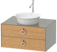 Duravit Tulip blanco, mueble de baño colgado en la pared, anchura 800 x fondo 550mm, con 2 cajones, con tirador, WT49900H592, Color: Cuerpo: gris piedra seda mate, frontal: roble natural macizo