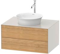Duravit Tulip blanco, mueble de baño colgado en la pared, anchura 800 x fondo 550mm, con 2 cajones, con tecnología tip-on, WT49850H539, Color: Cuerpo: blanco nórdico satinado, frente: roble natural ma