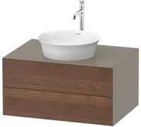 Duravit Tulip blanco, mueble de baño colgado en la pared, anchura 800 x fondo 550mm, con 2 cajones, con tecnología tip-on, WT4985077H2, Color: Cuerpo: Gris piedra alto brillo, frente: Nogal americano