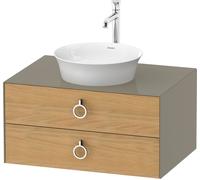 Duravit Tulip blanco, mueble de baño colgado en la pared, anchura 800 x fondo 550mm, con 2 cajones, con tirador, WT49900H5H2, Color: Cuerpo: gris piedra alto brillo, frontal: roble natural macizo