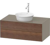 Duravit Tulip blanco, mueble de baño de pared, anchura 1000 x fondo 550mm, con 2 cajones, con tecnología Tip-on, WT4986077H2, Color: Cuerpo: Gris piedra alto brillo, frente: Nogal americano macizo